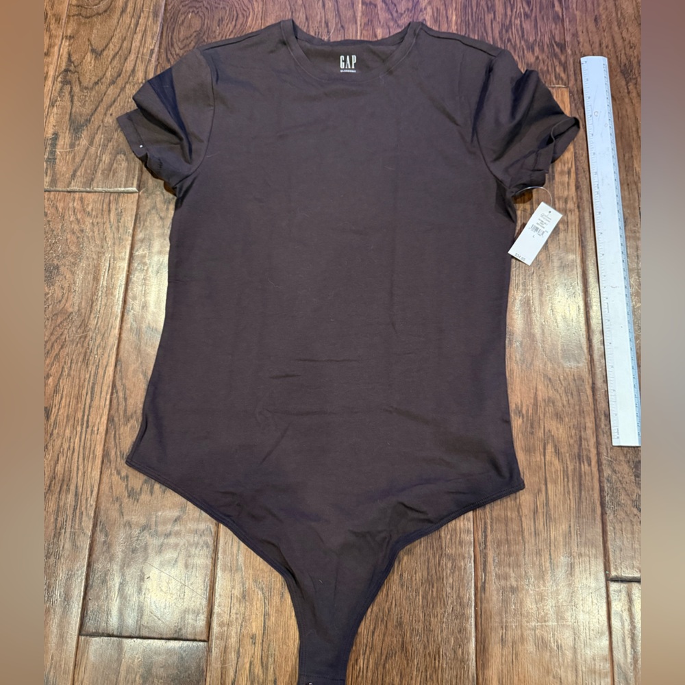 GAP Women's Black Short-Sleeve Crewneck Bodysuit